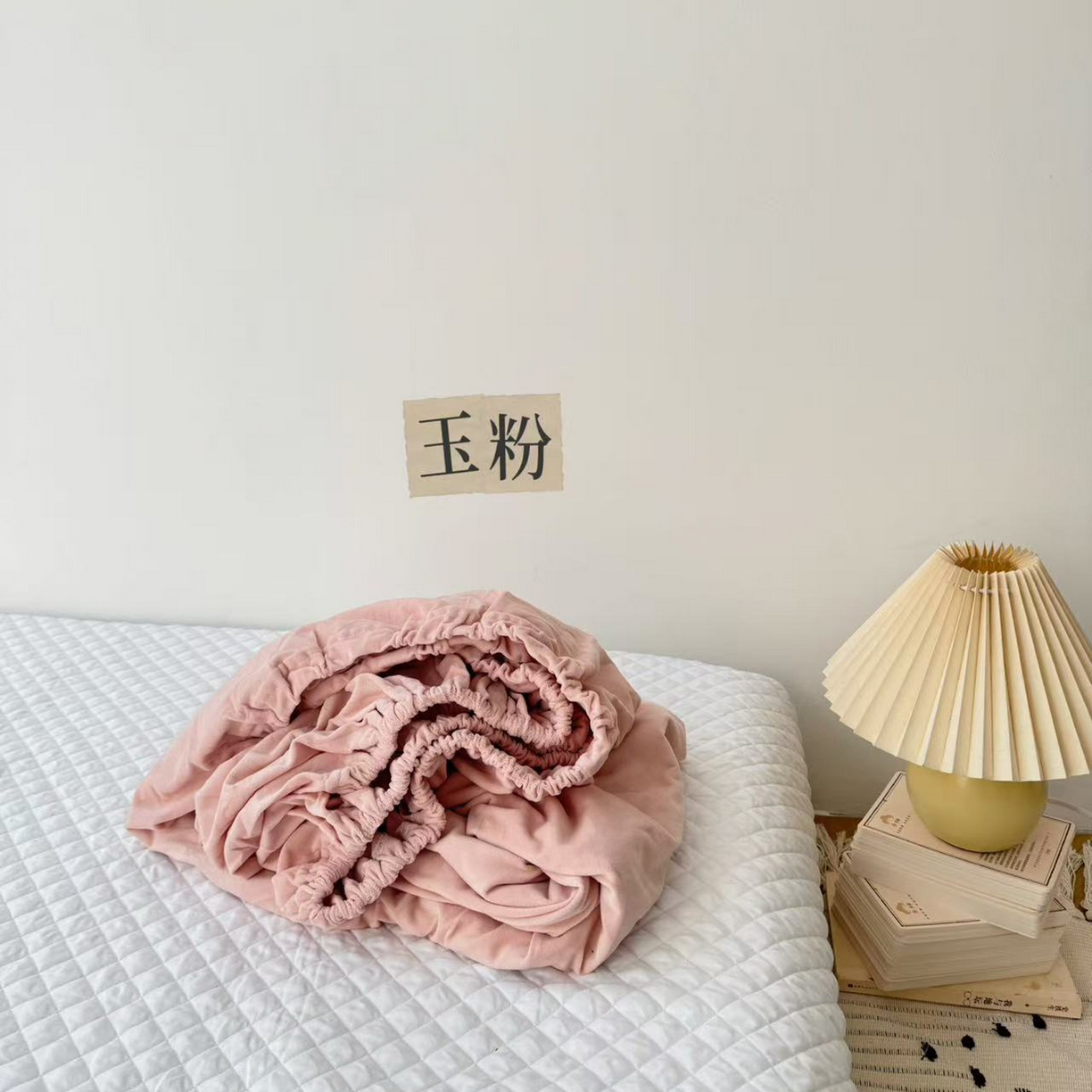 例外 2025新款日式良品190克高克重天鹅绒系列纯色四件套单品 玉粉