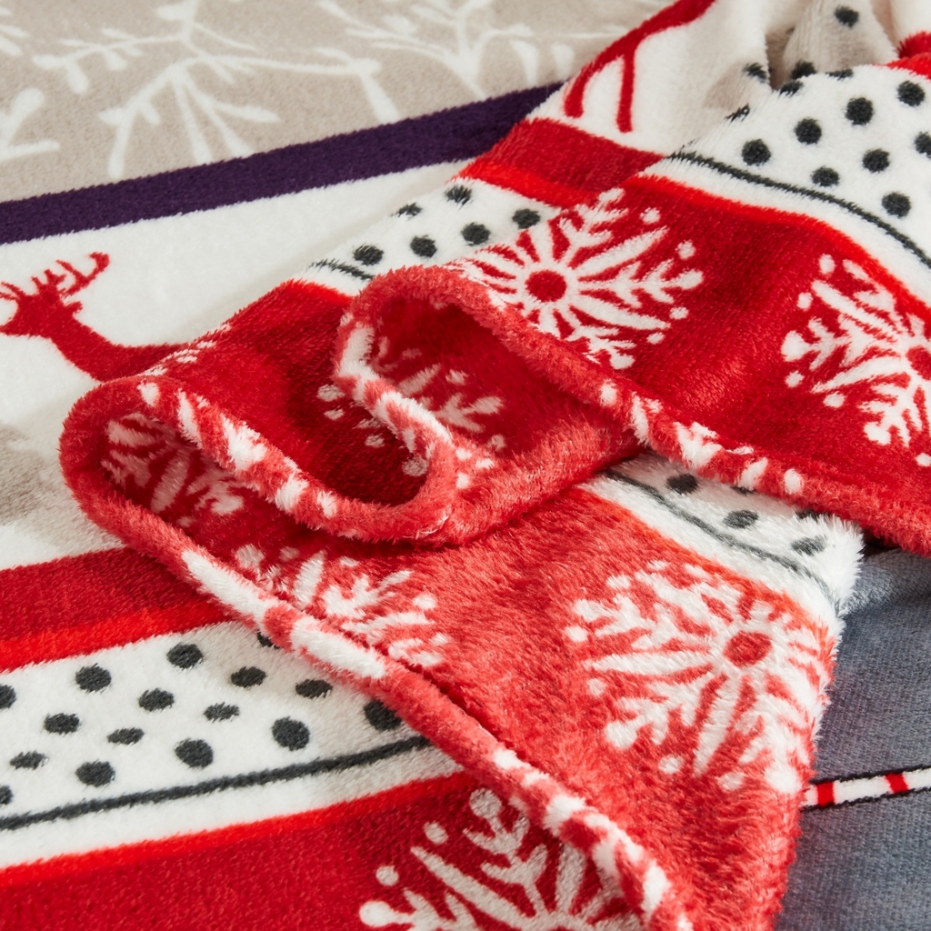 91家纺网 家纺一手货源 找家纺 悦织湾家纺 2025新款圣诞风双面绒毛毯毯子牛奶绒印花法兰绒210克重法莱绒可铺可盖床单被子 圣诞鹿