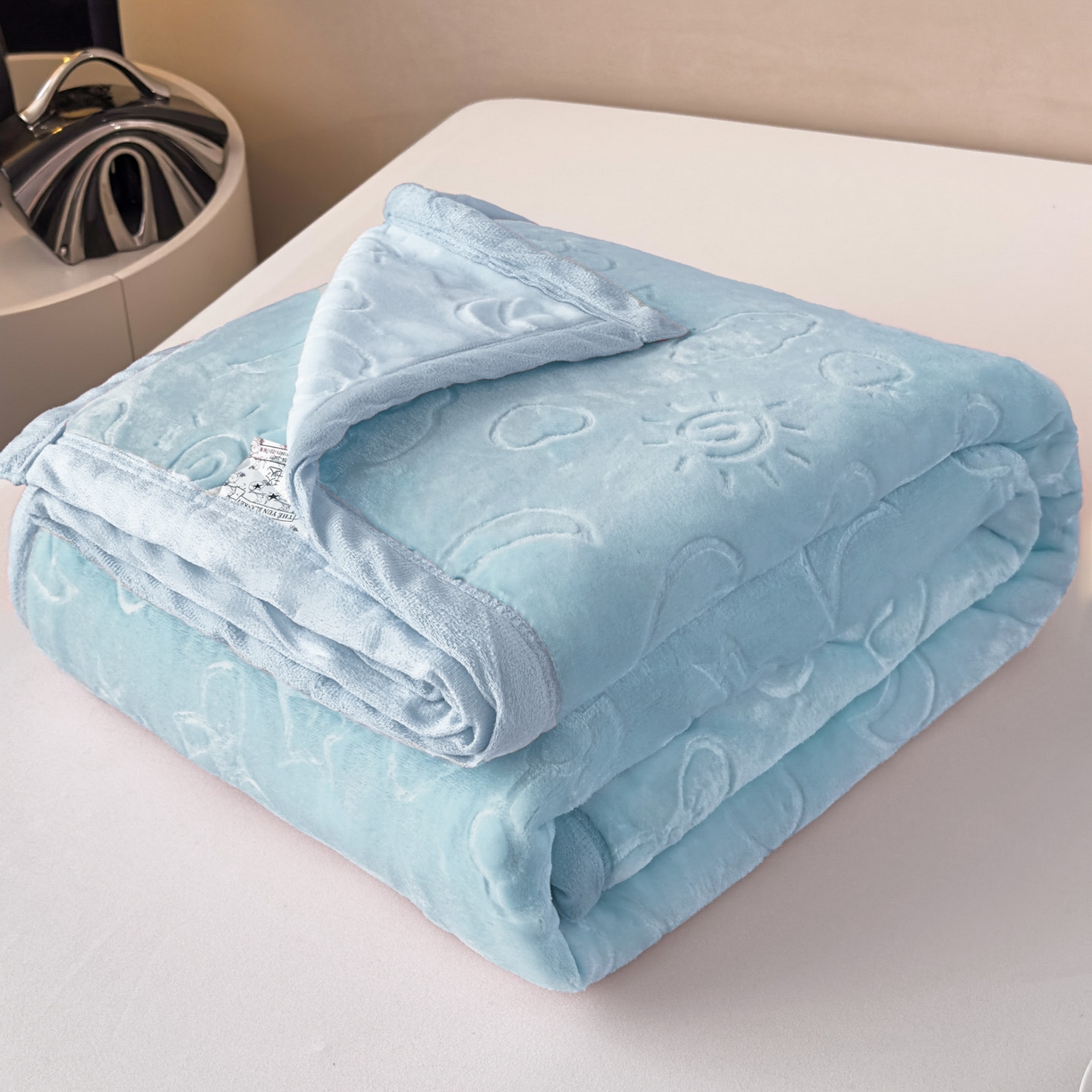 91家纺网 家纺一手货源 找家纺 悦织湾家纺 2025新款加厚星星月岁云毯轻奢时尚毛毯盖毯四季毯被子跨境外贸出口直播热销款 星星月岁云毯天兰