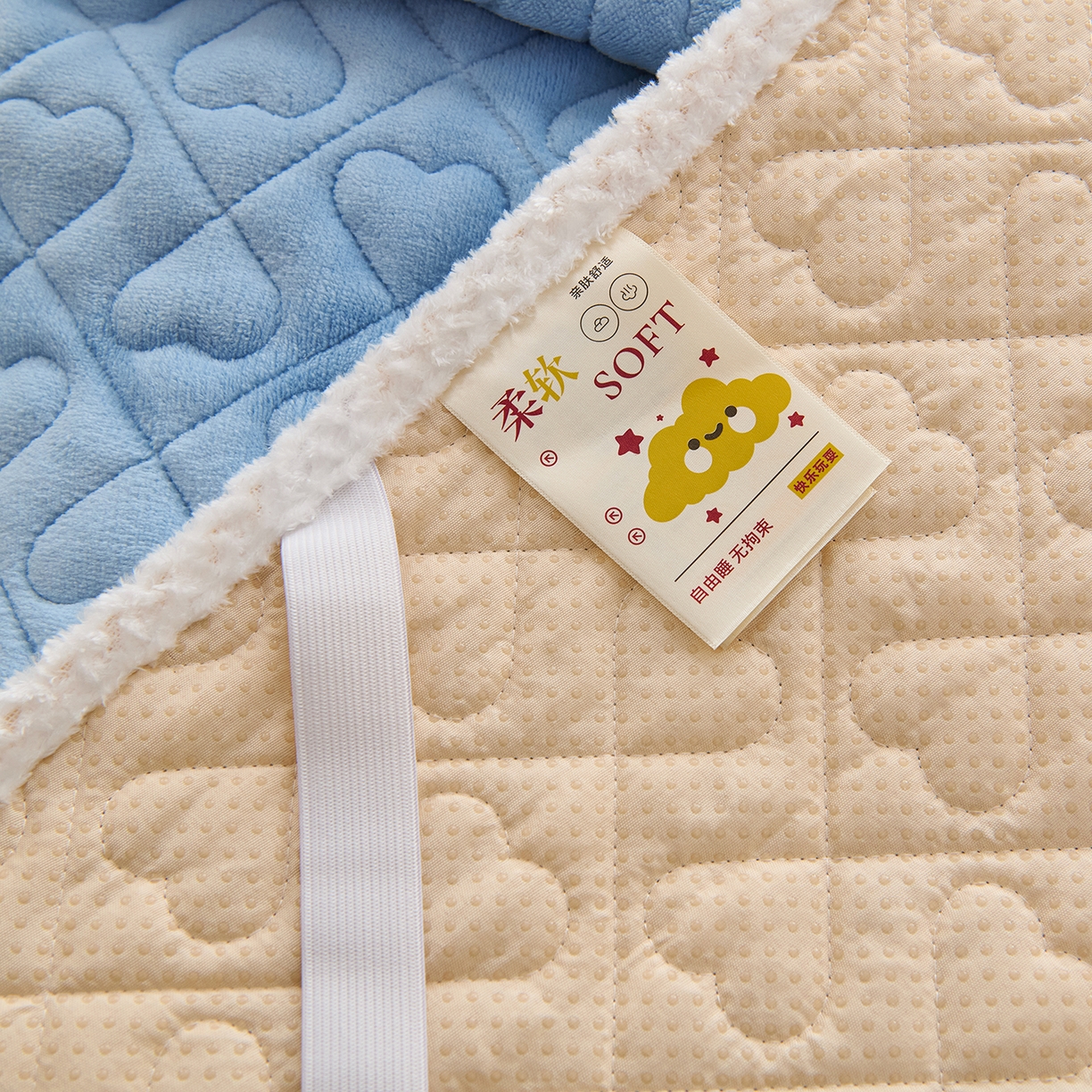 91家纺网 家纺一手货源 找家纺 拾小柒 2025年新款牛奶绒防滑床护垫加厚床垫隔脏垫冬季褥子床盖三件套 浅水兰