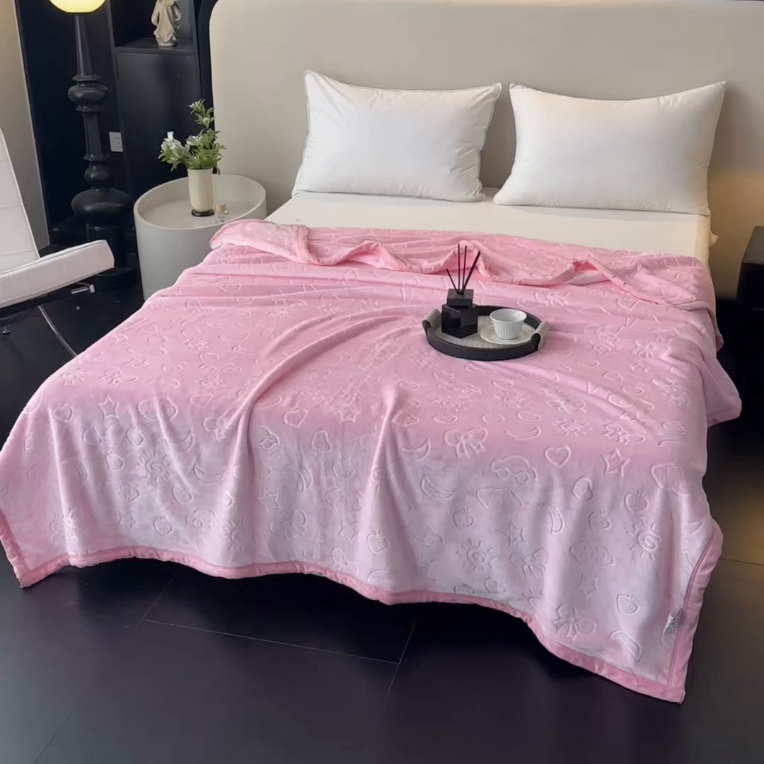 91家纺网 家纺一手货源 找家纺 悦织湾家纺 2025新款加厚星星月岁云毯轻奢时尚毛毯盖毯四季毯被子跨境外贸出口直播热销款 星星月岁云毯悠悠粉