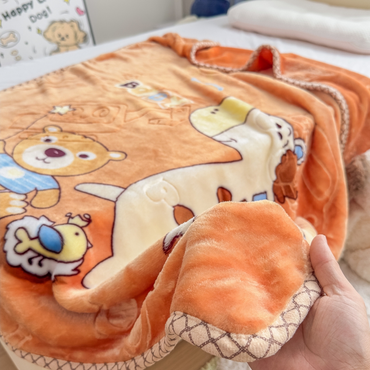 91家纺网 家纺一手货源 找家纺 悦织湾家纺 2025新款拉舍尔双层云绒童毯毯子卡通休闲沙发盖毯毛毯儿童婴幼儿宝宝小毯子 宝宝乐园7#卡桔色