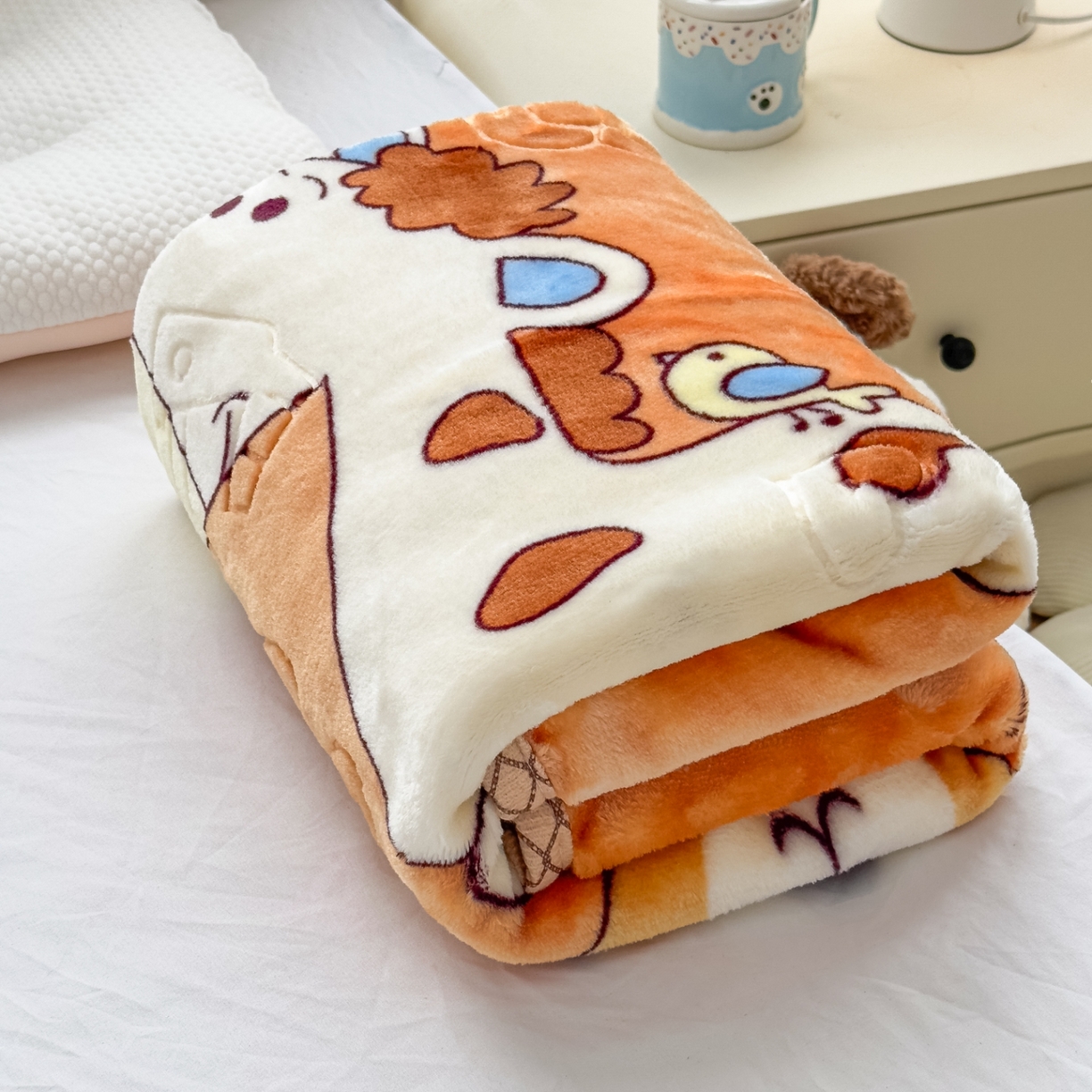 91家纺网 家纺一手货源 找家纺 悦织湾家纺 2025新款拉舍尔双层云绒童毯毯子卡通休闲沙发盖毯毛毯儿童婴幼儿宝宝小毯子 宝宝乐园7#卡桔色