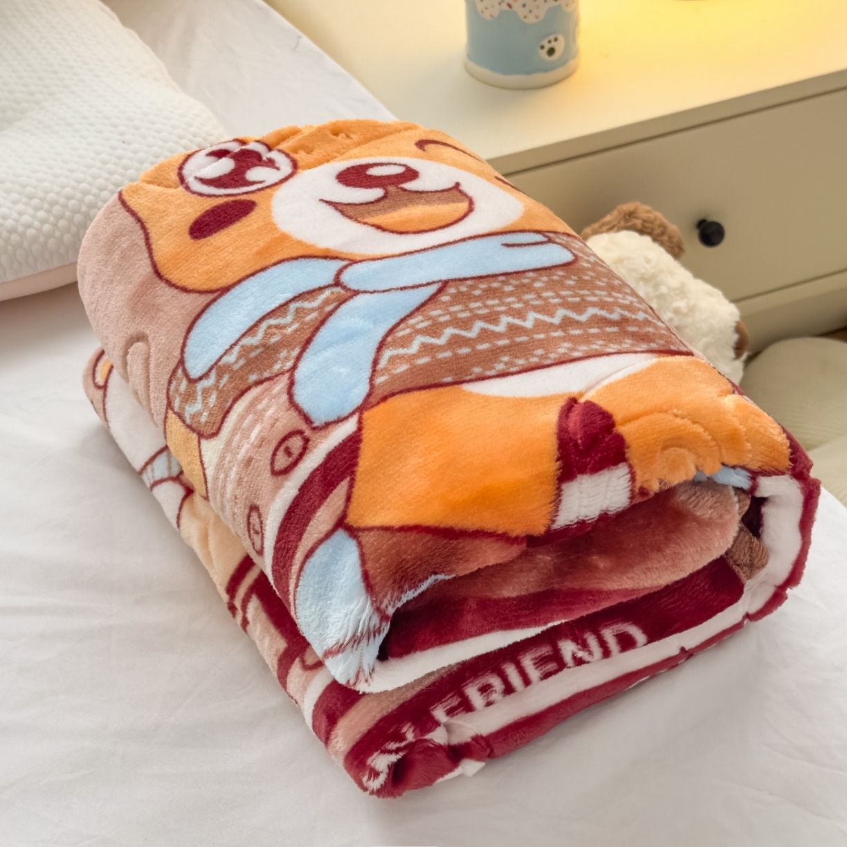 91家纺网 家纺一手货源 找家纺 悦织湾家纺 2025新款拉舍尔双层云绒童毯毯子卡通休闲沙发盖毯毛毯儿童婴幼儿宝宝小毯子 冰上运动20#咖