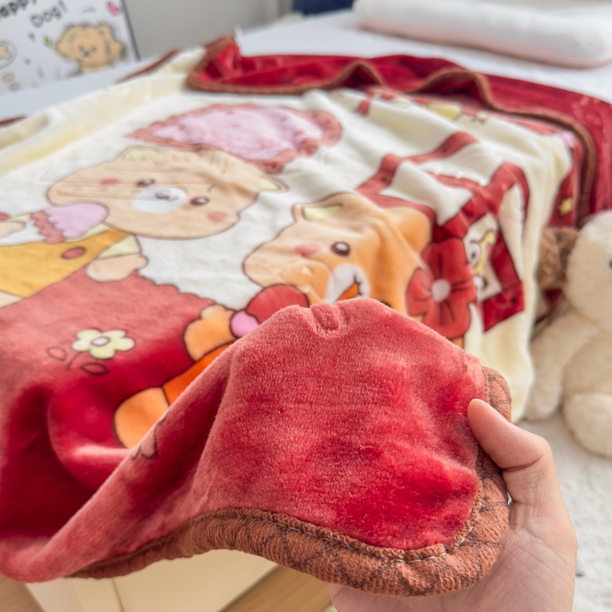 91家纺网 家纺一手货源 找家纺 悦织湾家纺 2025新款拉舍尔双层云绒童毯毯子卡通休闲沙发盖毯毛毯儿童婴幼儿宝宝小毯子 可爱小熊21#咖啡色