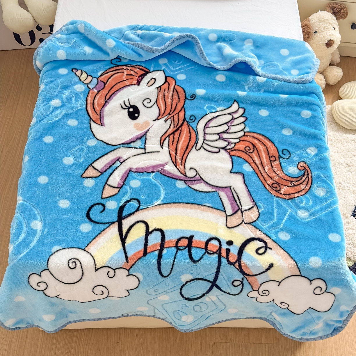 91家纺网 家纺一手货源 找家纺 悦织湾家纺 2025新款拉舍尔双层云绒童毯毯子卡通休闲沙发盖毯毛毯儿童婴幼儿宝宝小毯子 快乐恐龙13#蓝