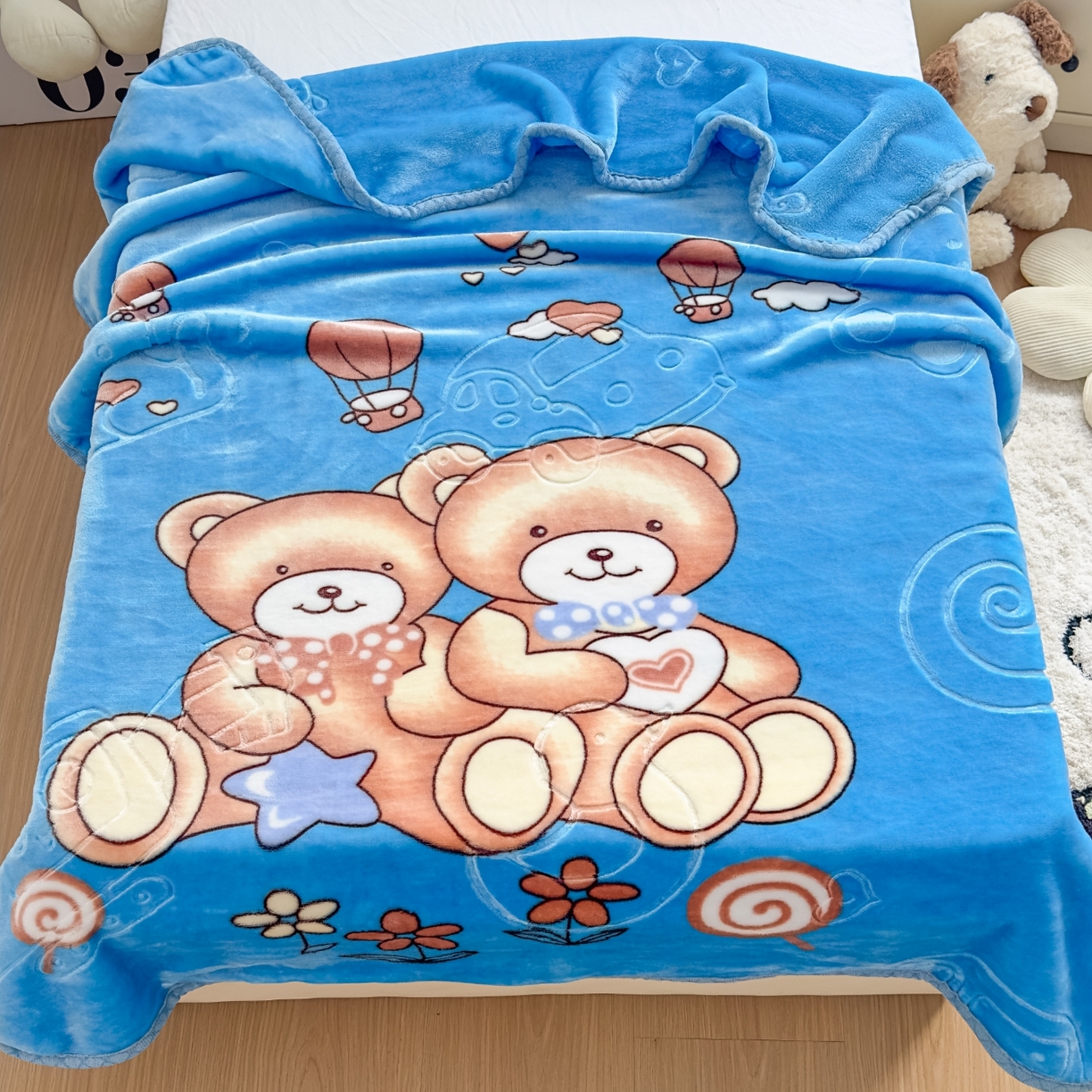 91家纺网 家纺一手货源 找家纺 悦织湾家纺 2025新款拉舍尔双层云绒童毯毯子卡通休闲沙发盖毯毛毯儿童婴幼儿宝宝小毯子 童年伙伴17#蓝