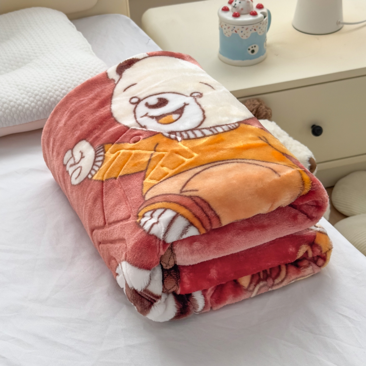91家纺网 家纺一手货源 找家纺 悦织湾家纺 2025新款拉舍尔双层云绒童毯毯子卡通休闲沙发盖毯毛毯儿童婴幼儿宝宝小毯子 足球健将4#咖啡色
