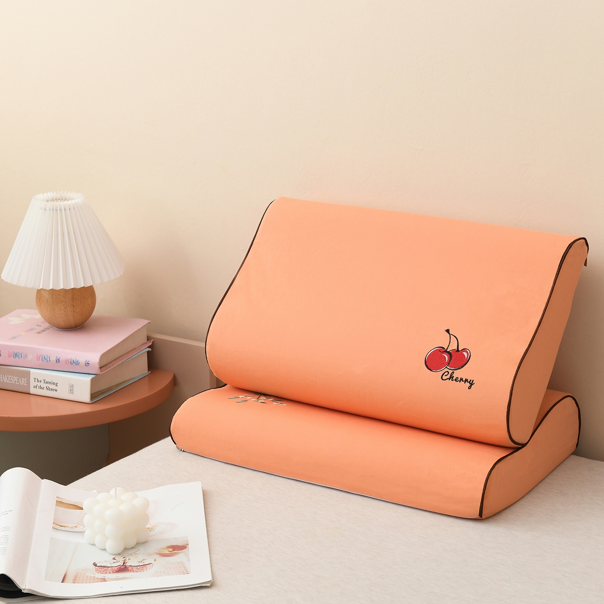 91家纺网 家纺一手货源 找家纺 小猫派 2025新款水洗棉枕套 桔樱桃