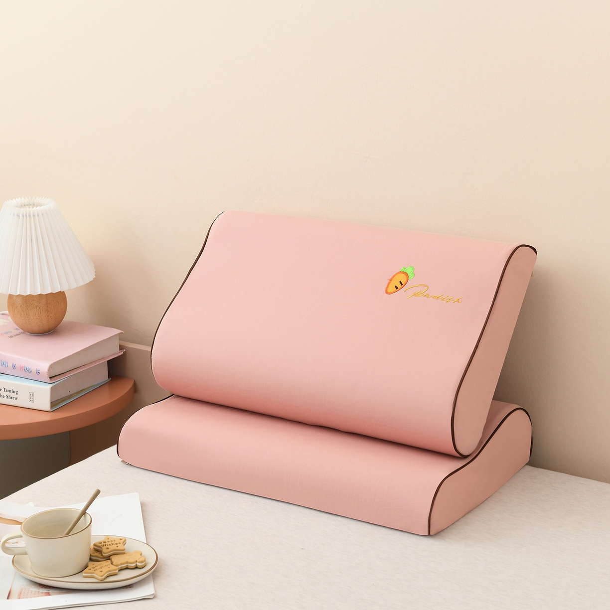 小猫派 2025新款水洗棉枕套 粉萝卜