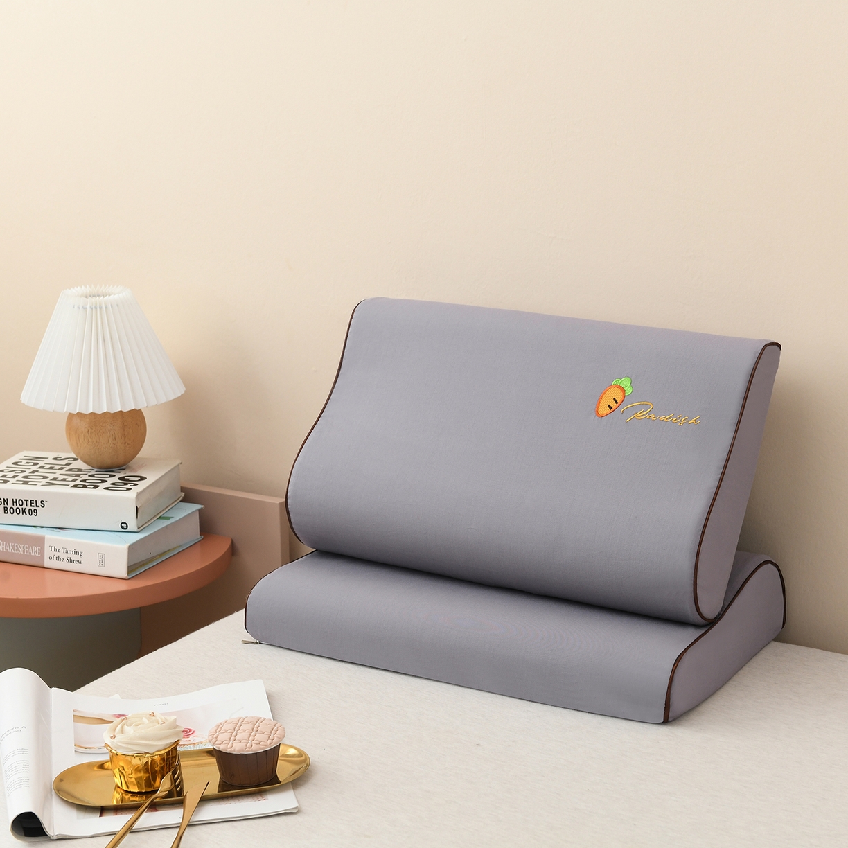 小猫派 2025新款水洗棉枕套 灰萝卜