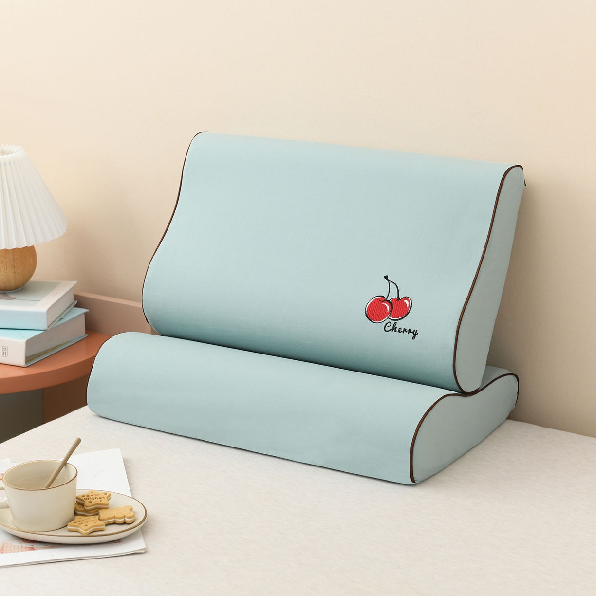 小猫派 2025新款水洗棉枕套 绿樱桃