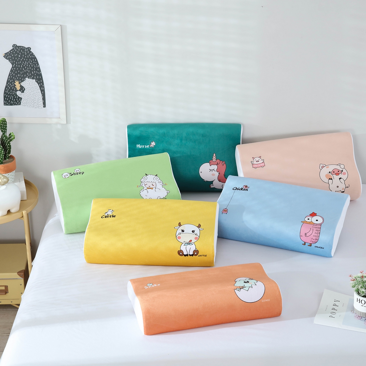 91家纺网 家纺一手货源 找家纺 小猫派 2025新款水晶绒12生肖枕套 组合图