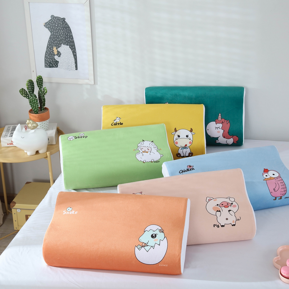 91家纺网 家纺一手货源 找家纺 小猫派 2025新款水晶绒12生肖枕套 组合图