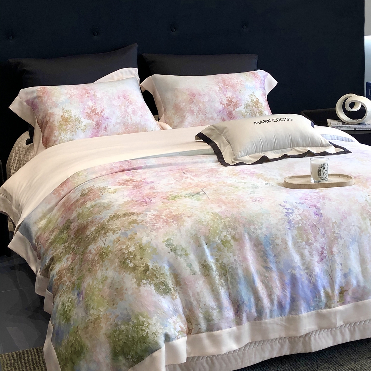 91家纺网 家纺一手货源 找家纺 佳汐蓝家纺 2025新款奶基米磨毛四件套系列 初恋-樱落粉