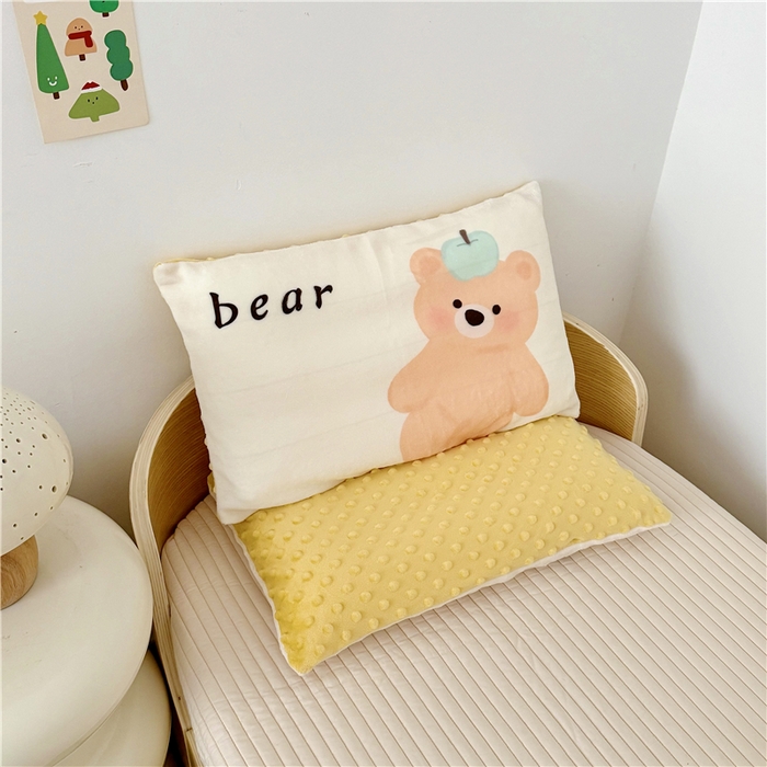 萌宝家纺 2025新款儿童牛奶绒豆豆单品枕套 小熊
