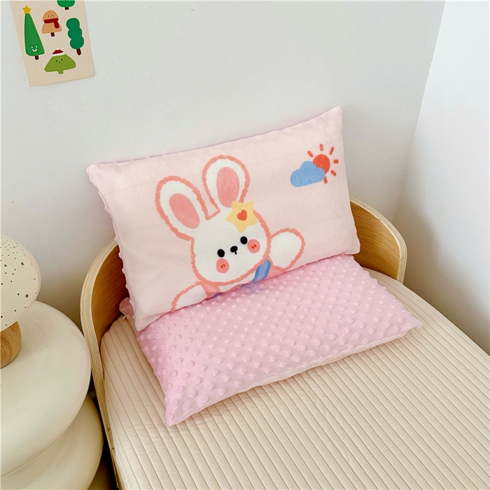 萌宝家纺 2025新款儿童牛奶绒豆豆单品枕套 小兔子