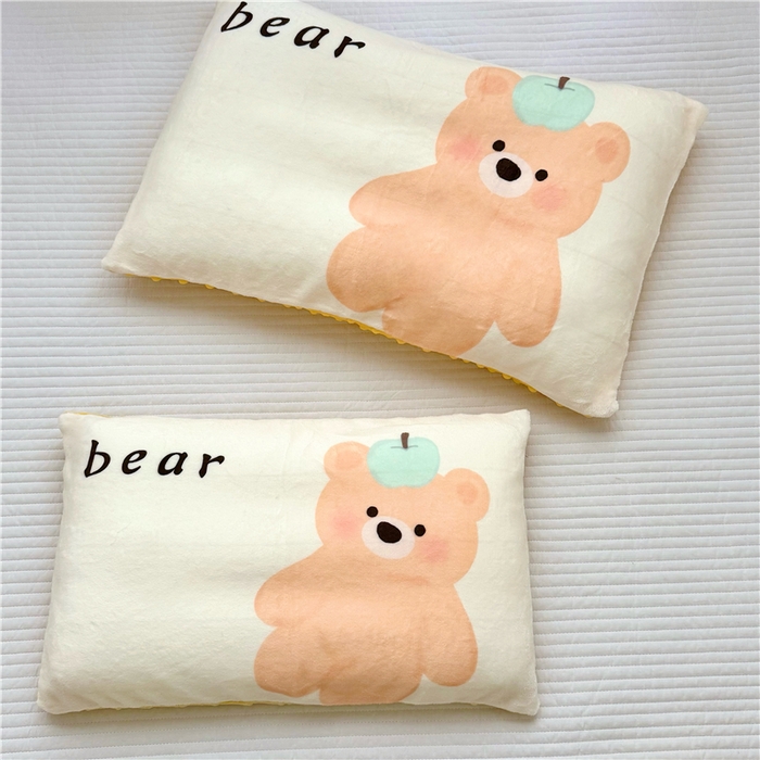 91家纺网 家纺一手货源 找家纺 萌宝家纺 2025新款儿童牛奶绒豆豆单品枕套 小熊