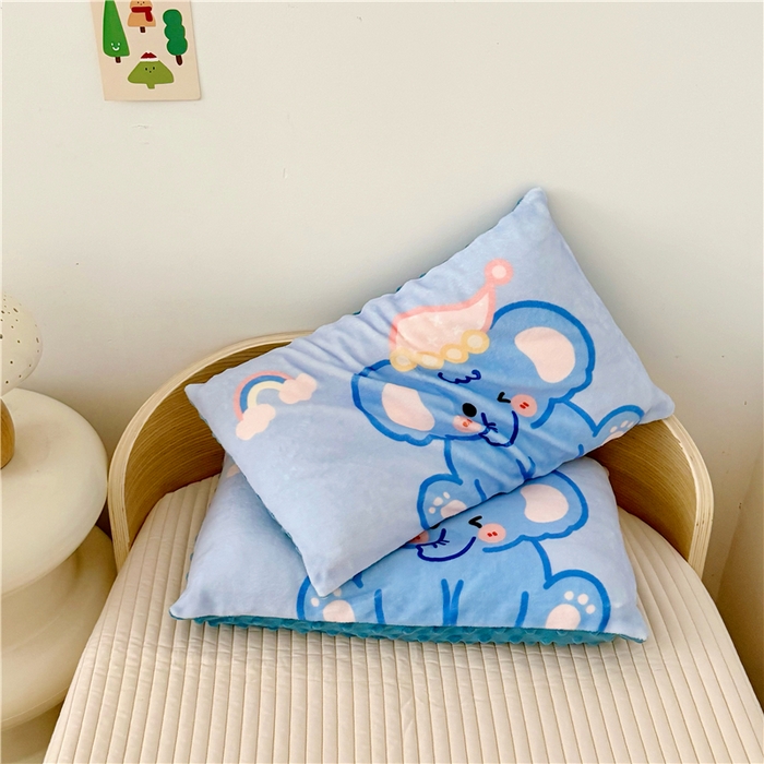 91家纺网 家纺一手货源 找家纺 萌宝家纺 2025新款儿童牛奶绒豆豆单品枕套 小象