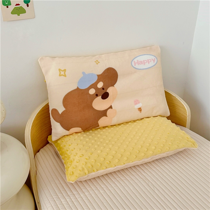萌宝家纺 2025新款儿童牛奶绒豆豆单品枕套 小狗