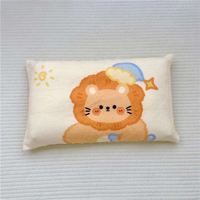 91家纺网 家纺一手货源 找家纺 萌宝家纺 2025新款儿童牛奶绒豆豆单品枕套 小狮子