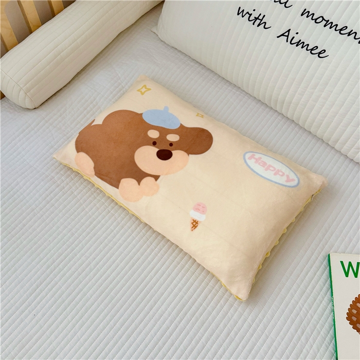 91家纺网 家纺一手货源 找家纺 萌宝家纺 2025新款儿童牛奶绒豆豆单品枕套 小狗