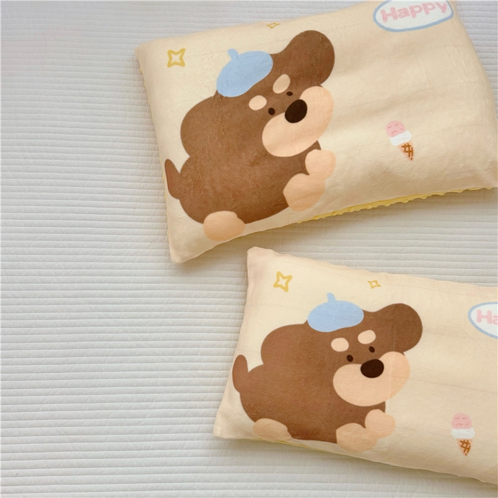 91家纺网 家纺一手货源 找家纺 萌宝家纺 2025新款儿童牛奶绒豆豆单品枕套 小狗