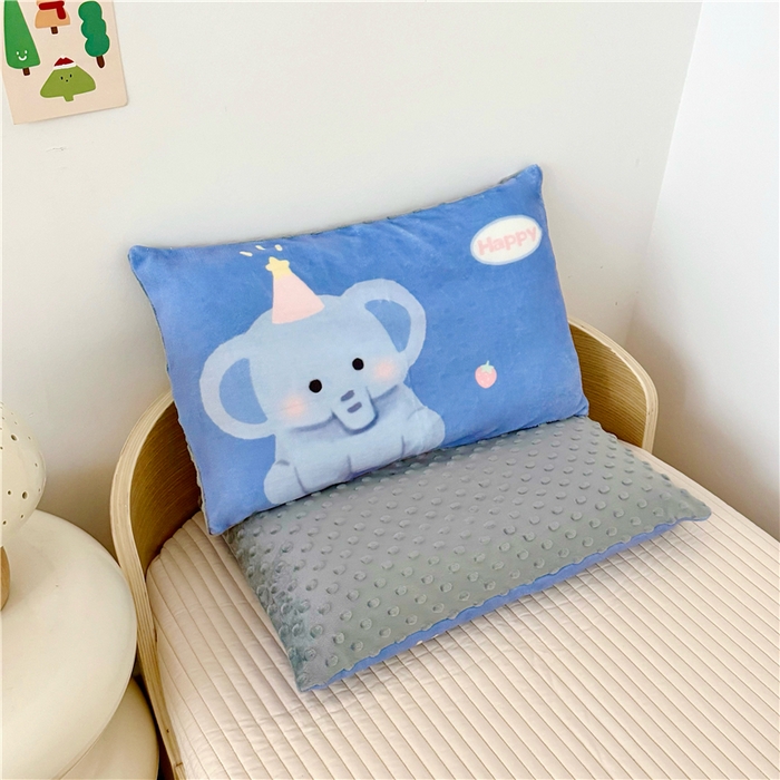 萌宝家纺 2025新款儿童牛奶绒豆豆单品枕套 大象