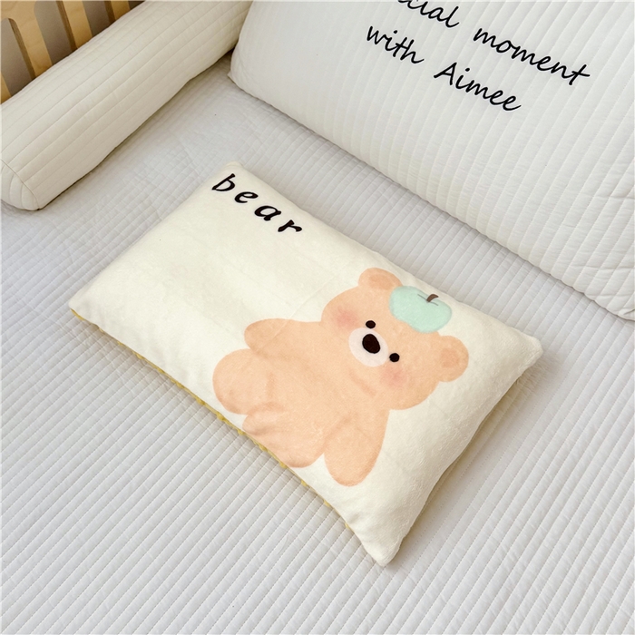 91家纺网 家纺一手货源 找家纺 萌宝家纺 2025新款儿童牛奶绒豆豆单品枕套 小熊