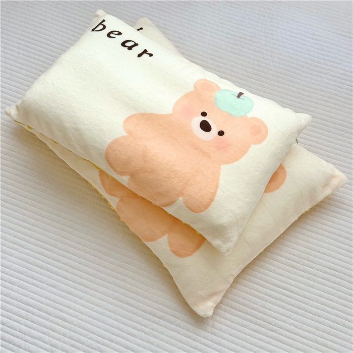91家纺网 家纺一手货源 找家纺 萌宝家纺 2025新款儿童牛奶绒豆豆单品枕套 小熊