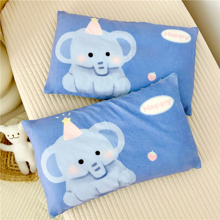 91家纺网 家纺一手货源 找家纺 萌宝家纺 2025新款儿童牛奶绒豆豆单品枕套 大象