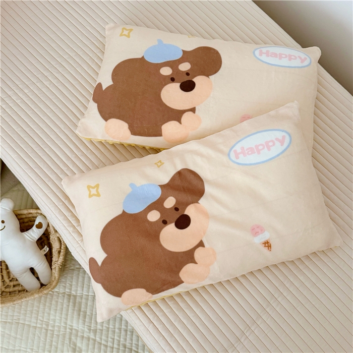 91家纺网 家纺一手货源 找家纺 萌宝家纺 2025新款儿童牛奶绒豆豆单品枕套 小狗