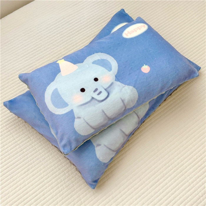 91家纺网 家纺一手货源 找家纺 萌宝家纺 2025新款儿童牛奶绒豆豆单品枕套 大象