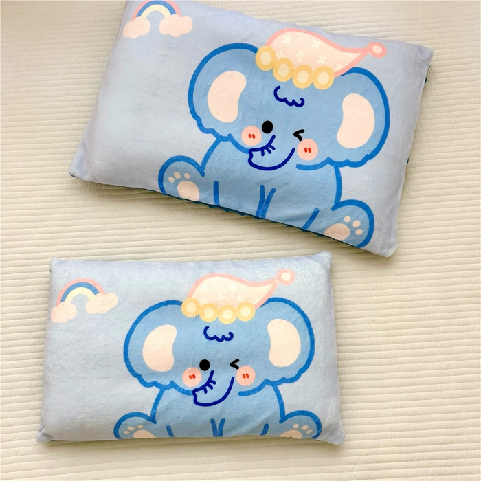 91家纺网 家纺一手货源 找家纺 萌宝家纺 2025新款儿童牛奶绒豆豆单品枕套 小象