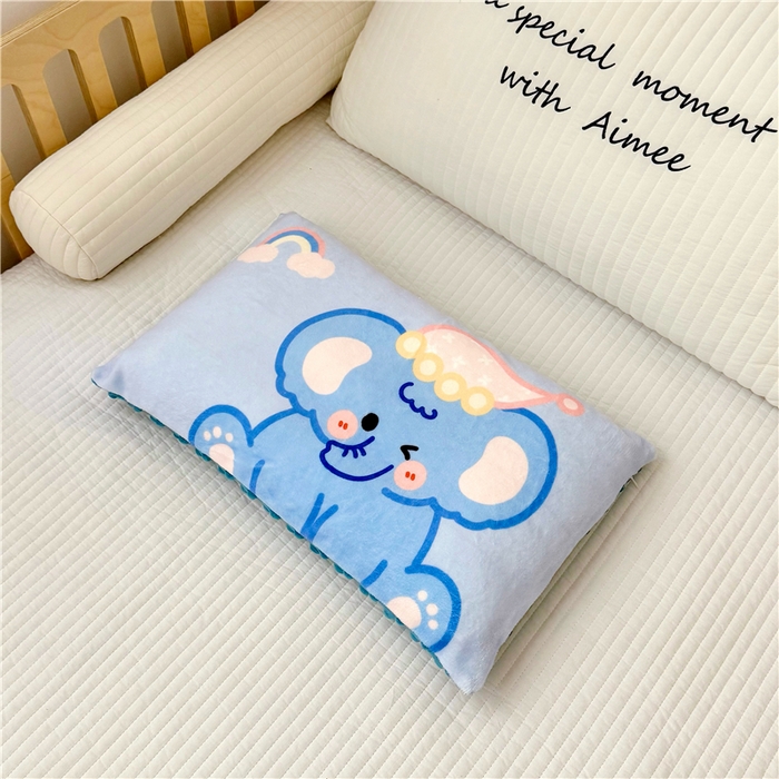 91家纺网 家纺一手货源 找家纺 萌宝家纺 2025新款儿童牛奶绒豆豆单品枕套 小象