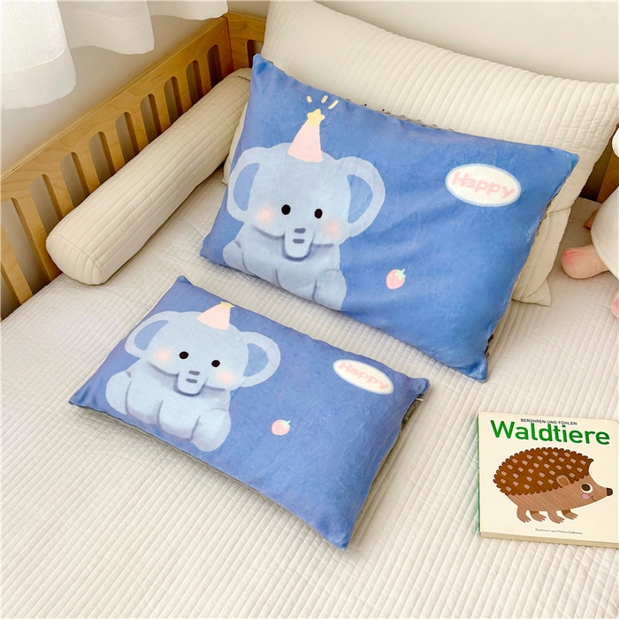 91家纺网 家纺一手货源 找家纺 萌宝家纺 2025新款儿童牛奶绒豆豆单品枕套 大象
