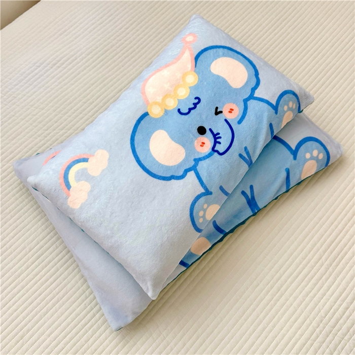 91家纺网 家纺一手货源 找家纺 萌宝家纺 2025新款儿童牛奶绒豆豆单品枕套 小象