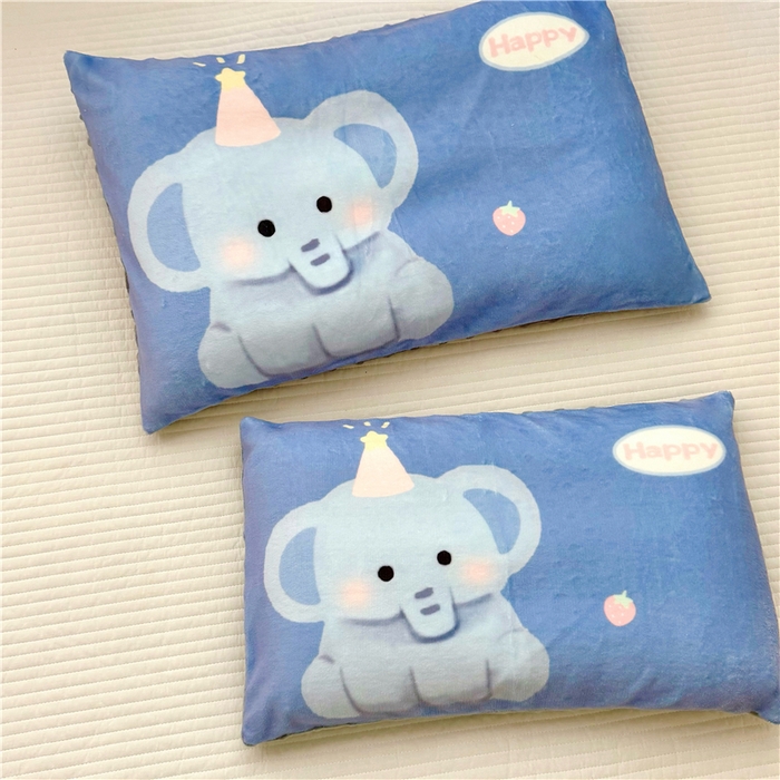 91家纺网 家纺一手货源 找家纺 萌宝家纺 2025新款儿童牛奶绒豆豆单品枕套 大象