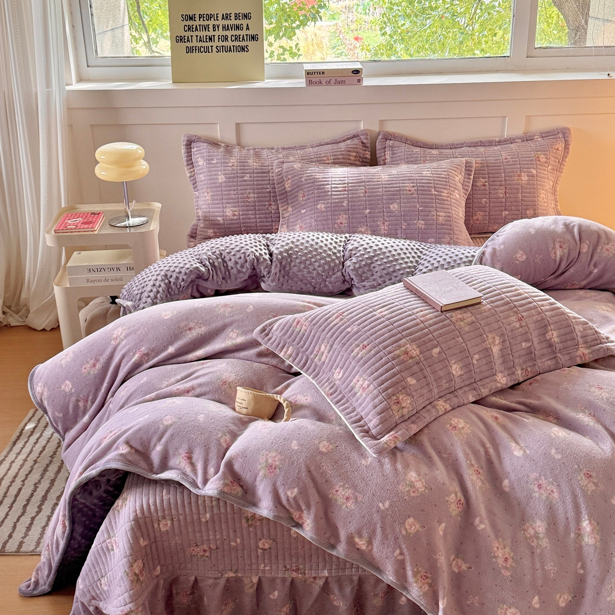 欧尚 2025新款豆豆绒床盖四件套 莫奈