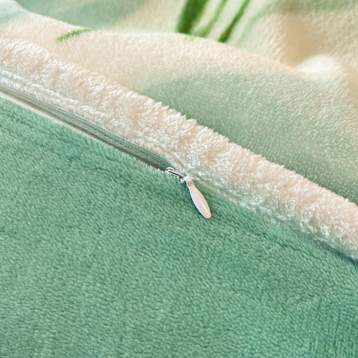 91家纺网 家纺一手货源 找家纺 诺梵2025新款牛8斤奶绒印花包边四件套 馥郁花开-绿