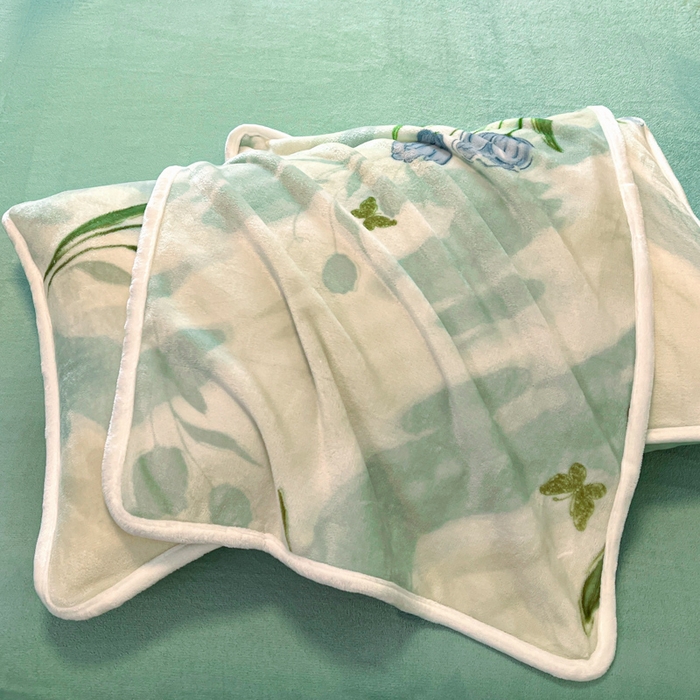 91家纺网 家纺一手货源 找家纺 诺梵2025新款牛8斤奶绒印花包边四件套 馥郁花开-绿