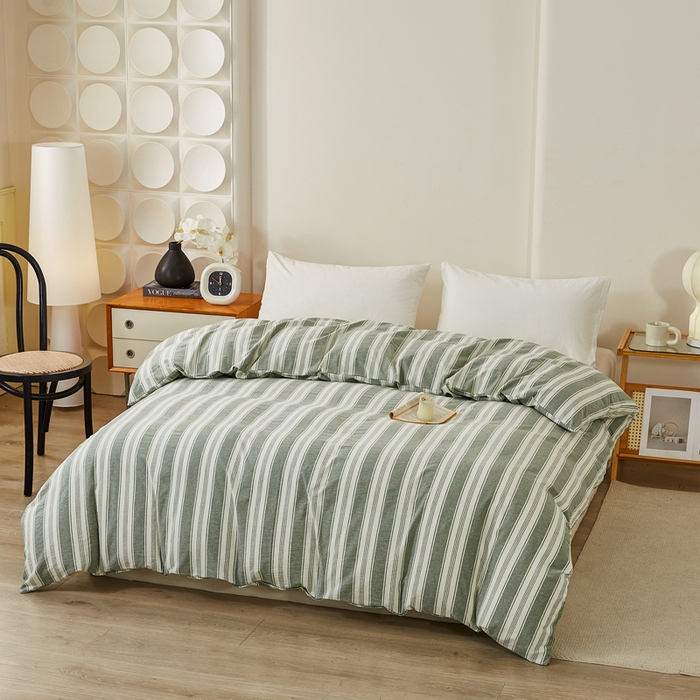 91家纺网 家纺一手货源 找家纺 润肤居 2025新款色织水洗棉系列被套单件被套单品单被套 拉斐尔-绿