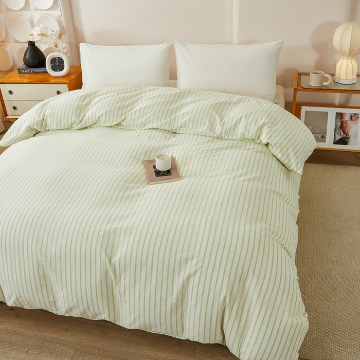 91家纺网 家纺一手货源 找家纺 润肤居 2025新款色织水洗棉系列被套单件被套单品单被套 青春-绿