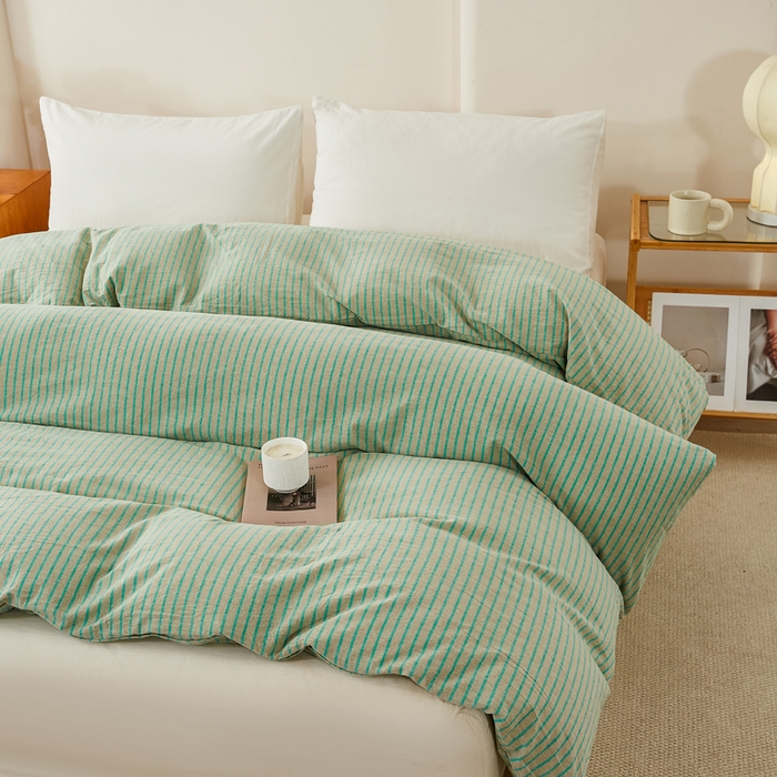91家纺网 家纺一手货源 找家纺 润肤居 2025新款色织水洗棉系列被套单件被套单品单被套 维克多绿