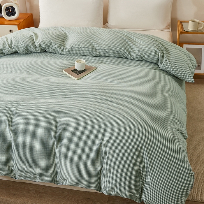 91家纺网 家纺一手货源 找家纺 九沐良品 2025新款全棉色织水洗棉四件套 巴厘岛-绿