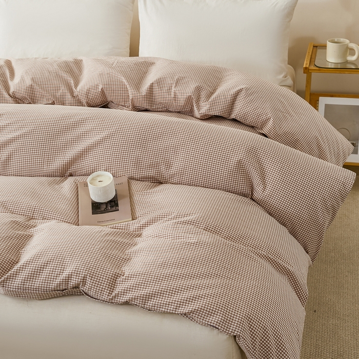 91家纺网 家纺一手货源 找家纺 九沐良品 2025新款全棉色织水洗棉四件套 巴厘岛-米