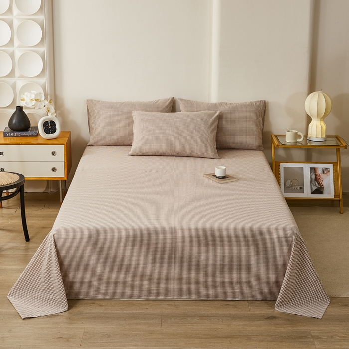 91家纺网 家纺一手货源 找家纺 九沐良品 2025新款全棉色织水洗棉四件套 巴厘岛-米