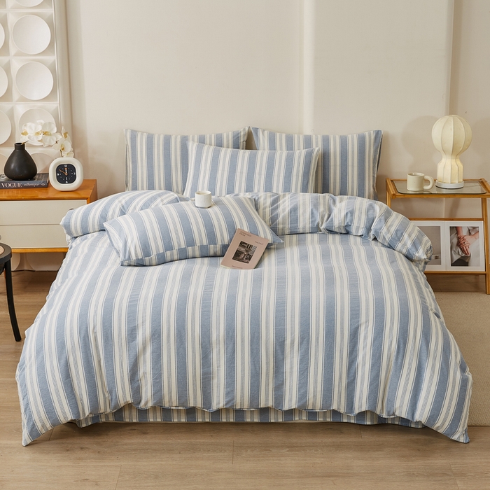 九沐良品 2025新款全棉色织水洗棉四件套 拉斐尔-兰