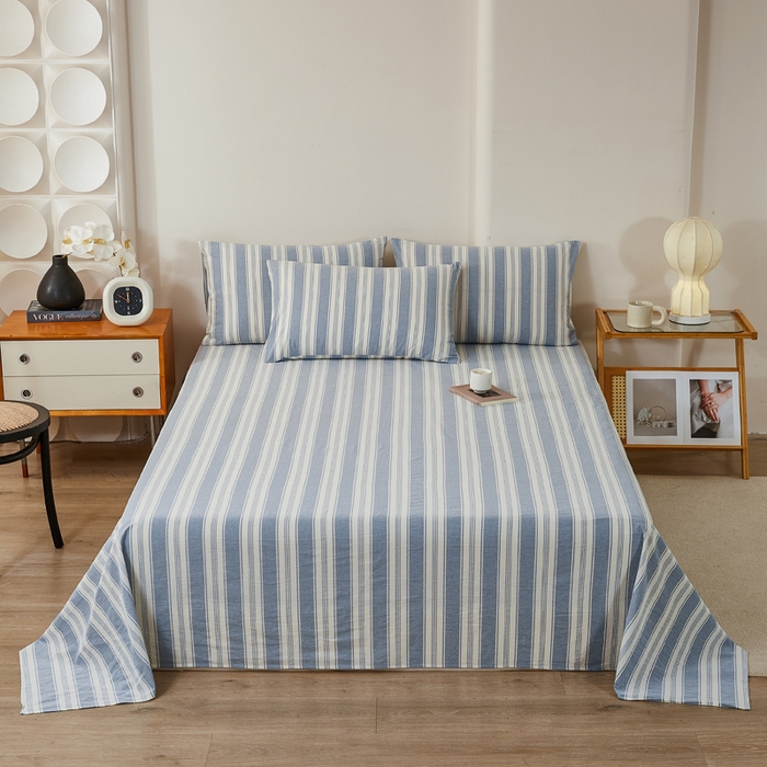 91家纺网 家纺一手货源 找家纺 九沐良品 2025新款全棉色织水洗棉四件套 拉斐尔-兰