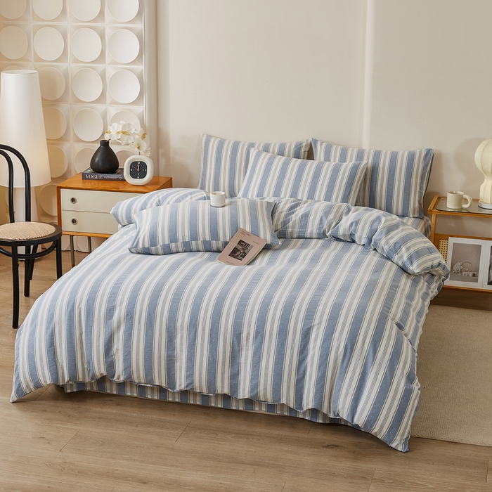 91家纺网 家纺一手货源 找家纺 九沐良品 2025新款全棉色织水洗棉四件套 拉斐尔-兰